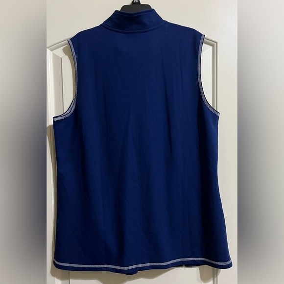 NWT Quaker Factory Women’s Blue RHINESTONE Zip Up Vest Large Coastal Cruise - Picture 3 of 6